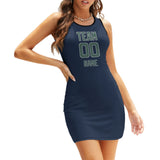 Custom Blue Blue Green Sleeveless Vest Dress