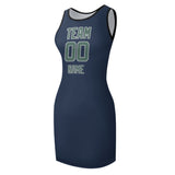 Custom Blue Blue Green Sleeveless Vest Dress