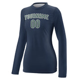 Custom Blue Blue Green Women's Long-Sleeve Shirt