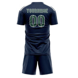Custom Blue Blue Green Soccer Jersey