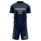 Custom Blue Blue Green Soccer Jersey