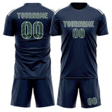 Custom Blue Blue Green Soccer Jersey