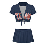 Custom Blue Copper Rose Cheerleading Uniform Set