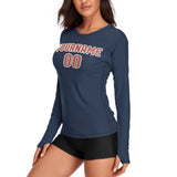 Custom Blue Copper Rose Women's Long-Sleeve Shirt