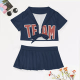 Custom Blue Copper Rose Cheerleading Uniform Set