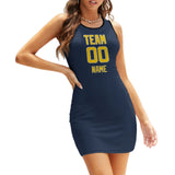 Custom Blue Gold Sleeveless Vest Dress