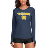 Custom Blue Gold Women's Long-Sleeve Shirt
