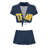 Custom Blue Gold Cheerleading Uniform Set