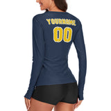 Custom Blue Gold Women's Long-Sleeve Shirt