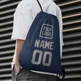 Custom Blue Gray Drawstring Bag