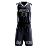 Custom Blue Dark Grey Basketball Set
