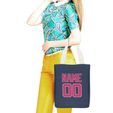 Custom Blue Pink Canvas Tote Bag