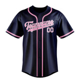 Custom Blue & Light Pink Colors Design Sports Baseball Jersey