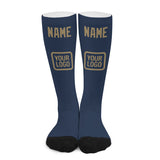 Custom Blue Light Khaki Knee-High Sock