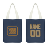 Custom Blue Light Khaki Canvas Tote Bag
