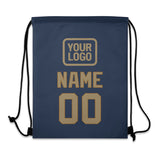 Custom Blue Light Khaki Drawstring Bag