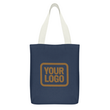 Custom Blue Light Khaki Canvas Tote Bag
