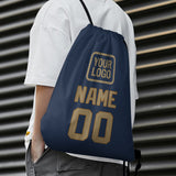 Custom Blue Light Khaki Drawstring Bag