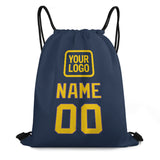 Custom Blue Gold Drawstring Bag
