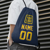 Custom Blue Gold Drawstring Bag