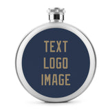 Custom Blue Light Khaki Hip Flask