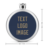 Custom Blue Light Khaki Hip Flask