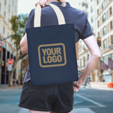 Custom Blue Khaki Canvas Tote Bag