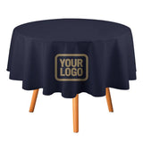 Custom Navy Light Khaki Round Table Cloth