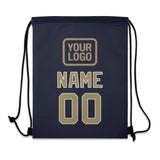 Custom Navy Light Khaki Drawstring Bag
