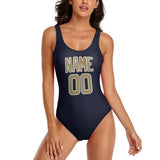 Custom Navy Light Khaki Swimsuit