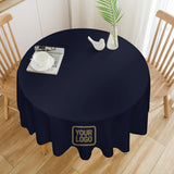 Custom Navy Light Khaki Round Table Cloth
