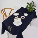 Custom Navy Cream Square Table Cloth