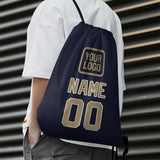 Custom Navy Light Khaki Drawstring Bag
