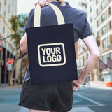 Custom Navy Light Khaki Canvas Tote Bag