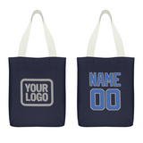 Custom Navy Sky Blue Canvas Tote Bag
