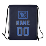 Custom Navy Sky Blue Drawstring Bag