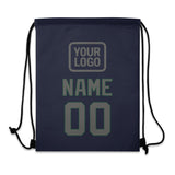 Custom Navy Dark Grey Drawstring Bag