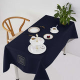 Custom Navy Green Square Table Cloth