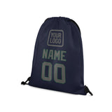 Custom Navy Dark Grey Drawstring Bag