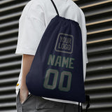 Custom Navy Dark Grey Drawstring Bag