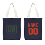 Custom Navy Orange Red Canvas Tote Bag