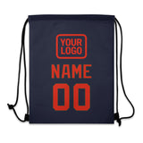 Custom Navy Orange Red Drawstring Bag
