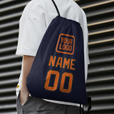 Custom Navy Orange Drawstring Bag