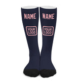 Custom Navy Light Pink Knee-High Sock