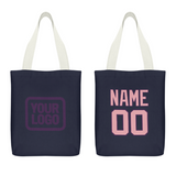 Custom Navy Light Pink Canvas Tote Bag