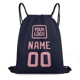 Custom Navy Light Pink Drawstring Bag
