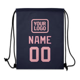 Custom Navy Light Pink Drawstring Bag