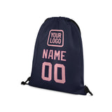 Custom Navy Light Pink Drawstring Bag