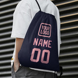 Custom Navy Light Pink Drawstring Bag