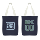 Custom Navy Blue Green Canvas Tote Bag